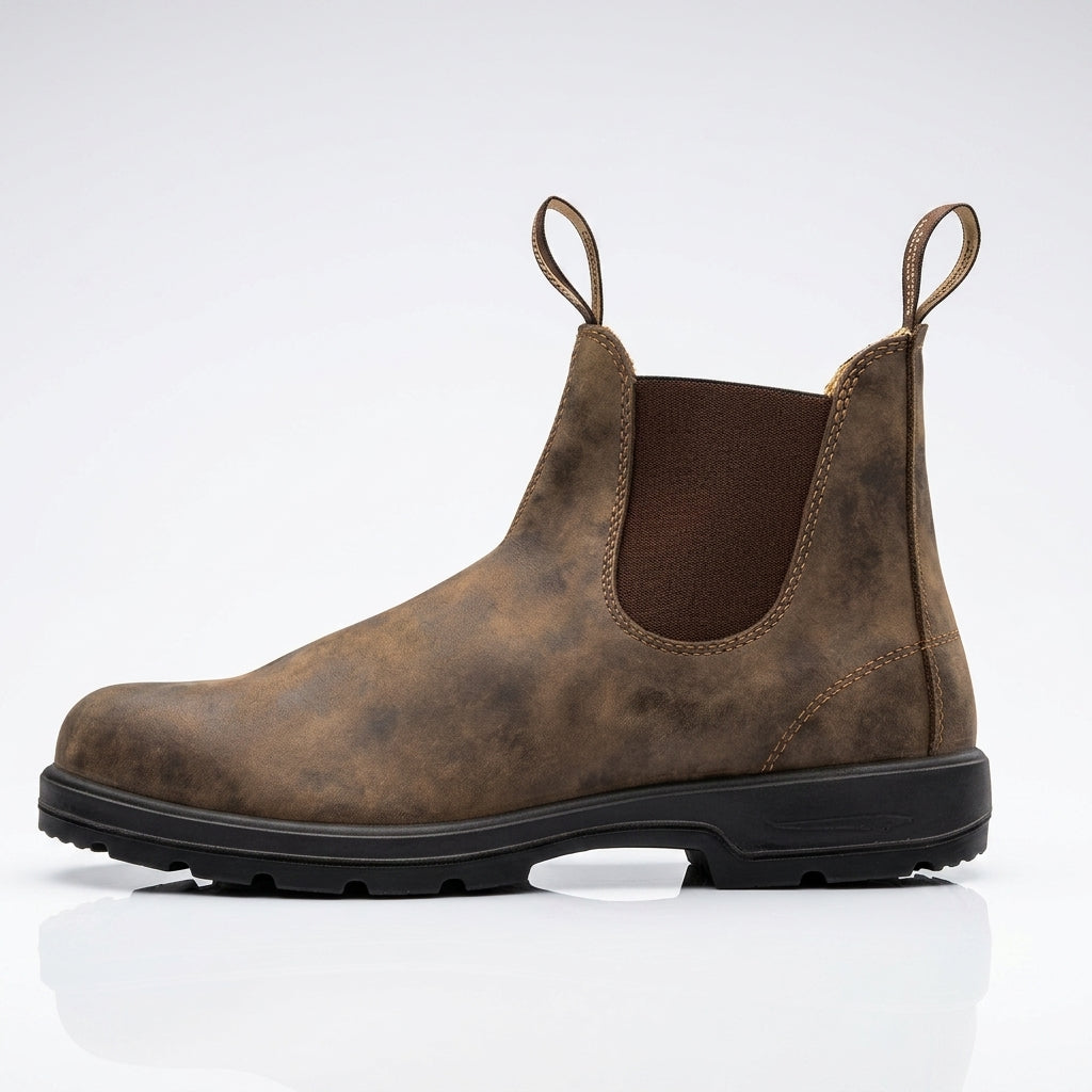 Chelsea Boots Femme en Cuir | Tige Montante et Semelle Épaisse in Marron#couleur_marron