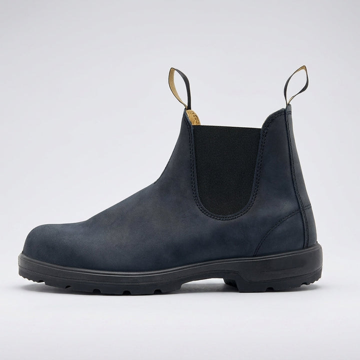 Chelsea Boots Femme en Cuir | Tige Montante et Semelle Épaisse in Marine#couleur_marine