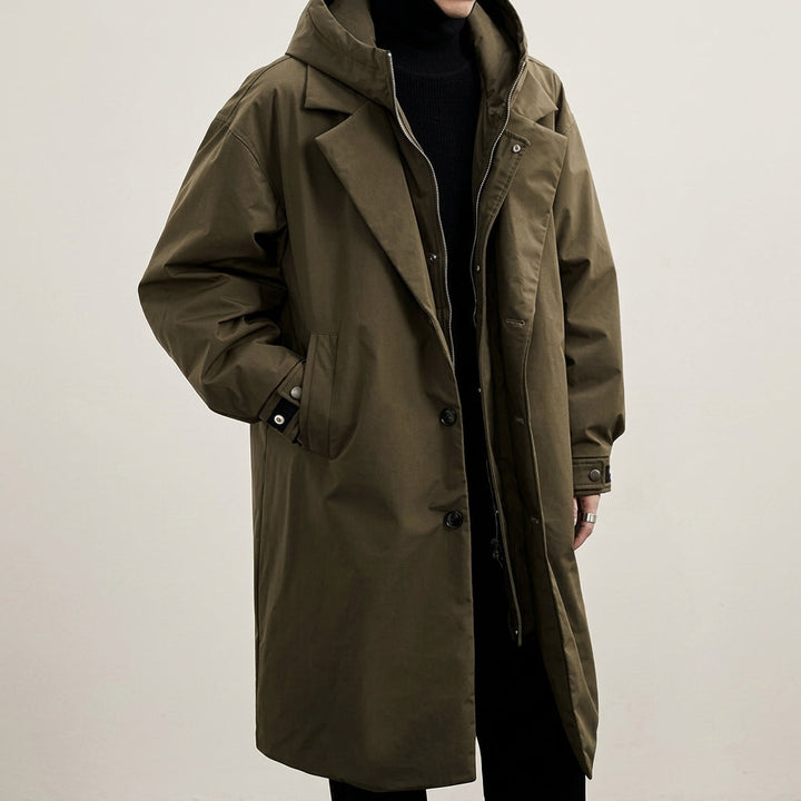 Imperméable Femme Pluie avec Capuche Doublée Chaude | Deux Tons in Vert#couleur_vert