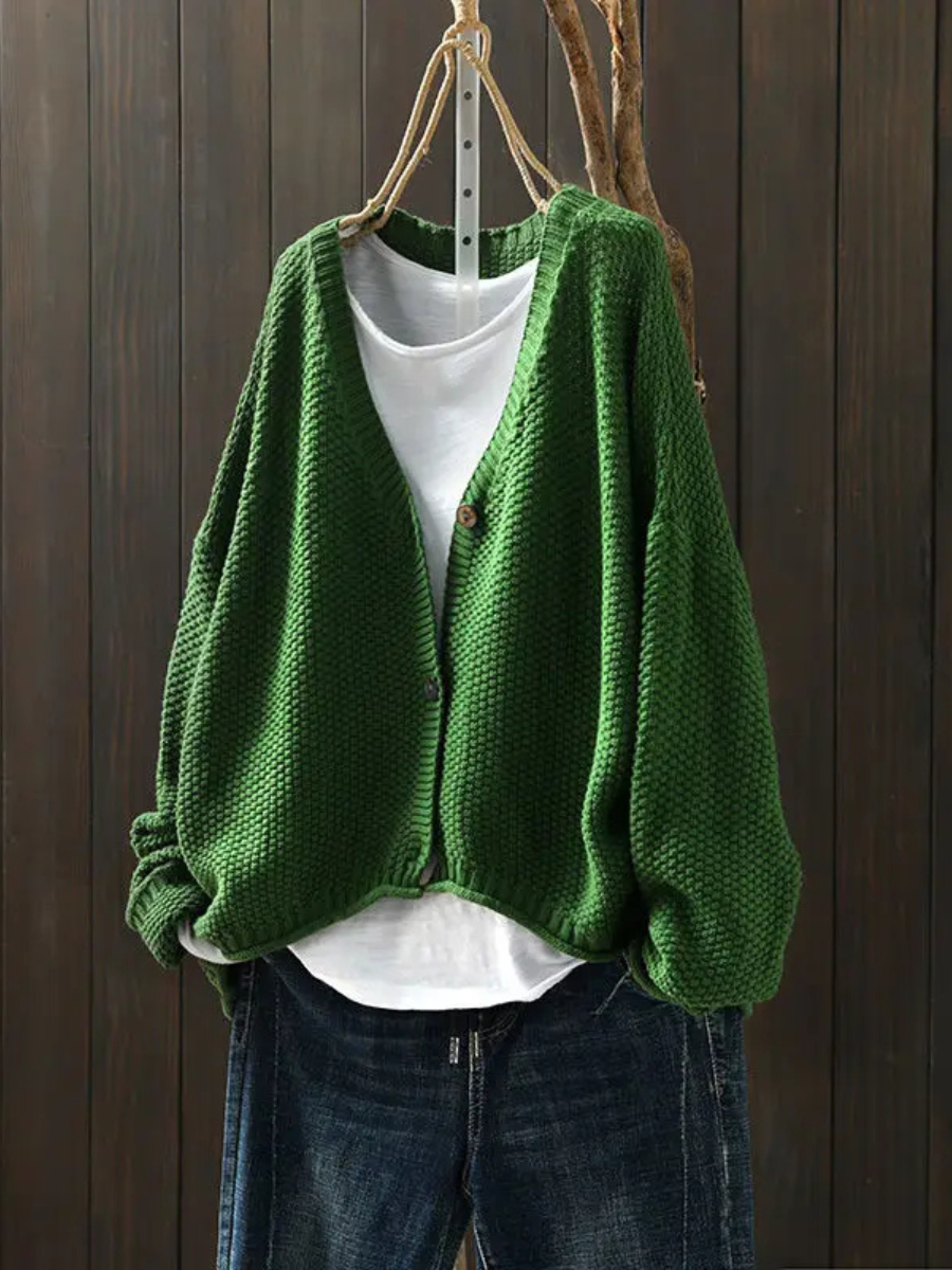 Gilet en Laine Femme | Maille Épaisse et Coupe Décontractée in Vert#couleur_vert
