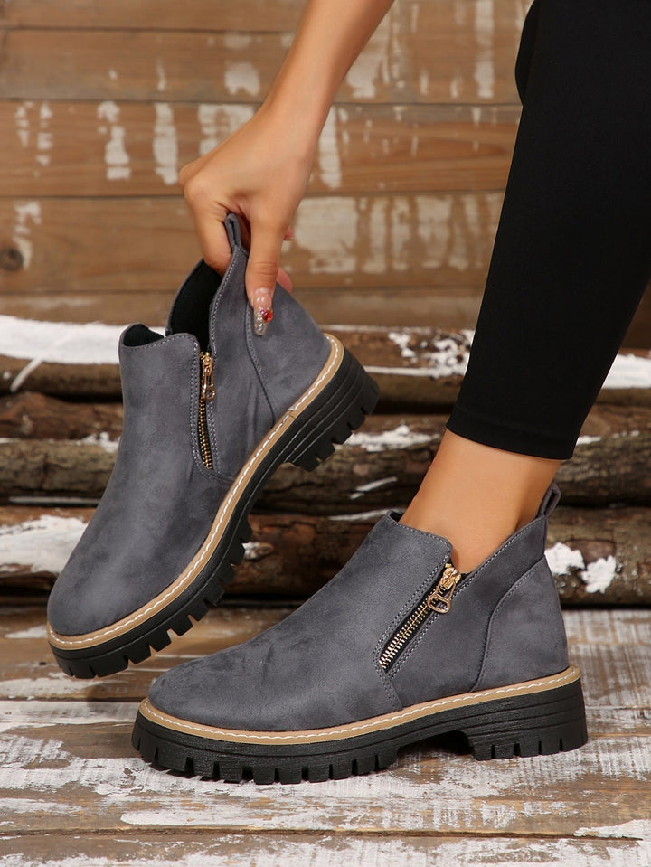 Bottines Chelsea Semelle Crantée | Zip Latéral Pratique – Gris #couleur_gris