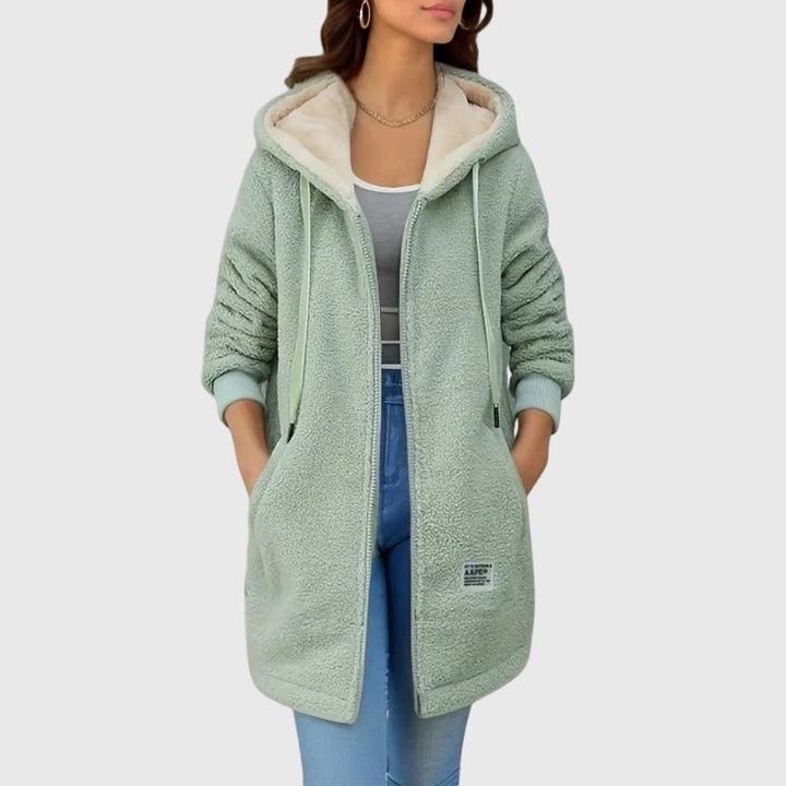 Veste Polaire Femme en Peluche | Longue et Zippée – Vert#couleur_vert
