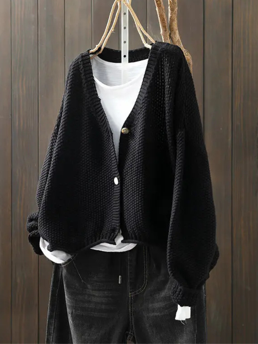 Gilet en Laine Femme | Maille Épaisse et Coupe Décontractée in Noir#couleur_noir