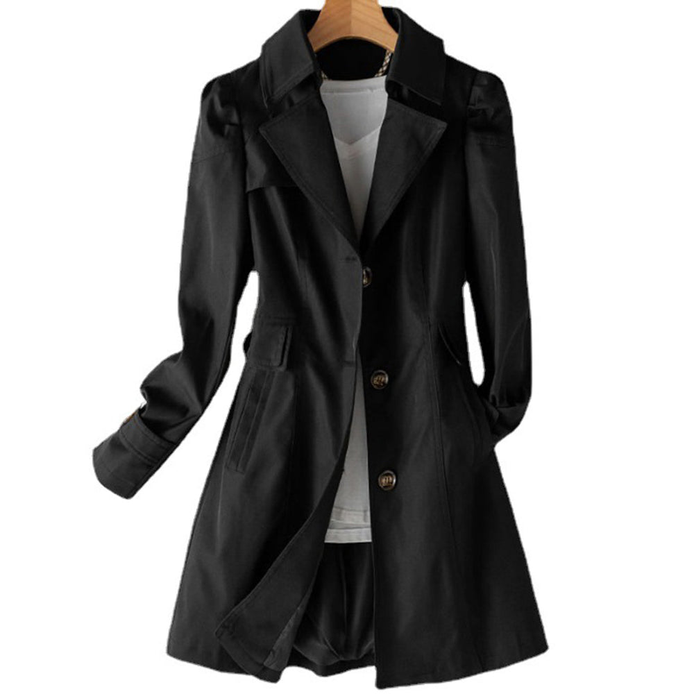 Veste de Pluie Femme Longue | Coupe Droite Coupe-Vent in Noir#couleur_noir