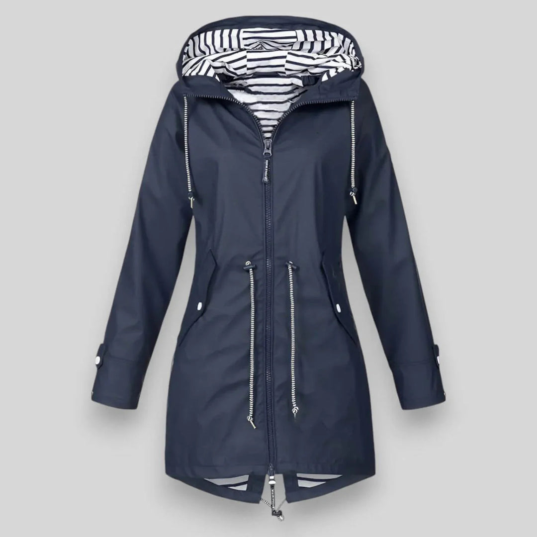 Veste Imperméable à Capuche Femme | Coupe Mi-Longue Pratique – Marine #couleur_marine