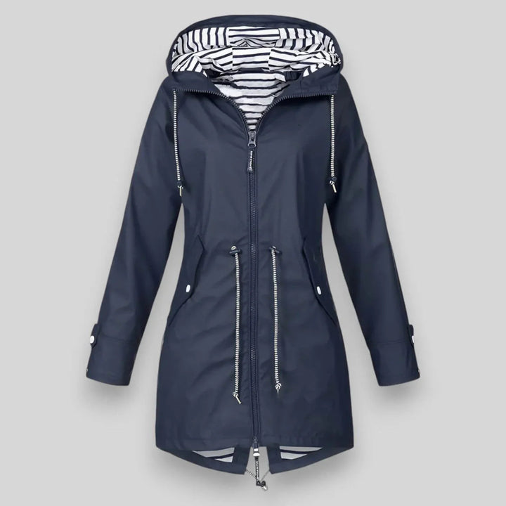 Veste Imperméable à Capuche Femme | Coupe Mi-Longue Pratique – Marine #couleur_marine