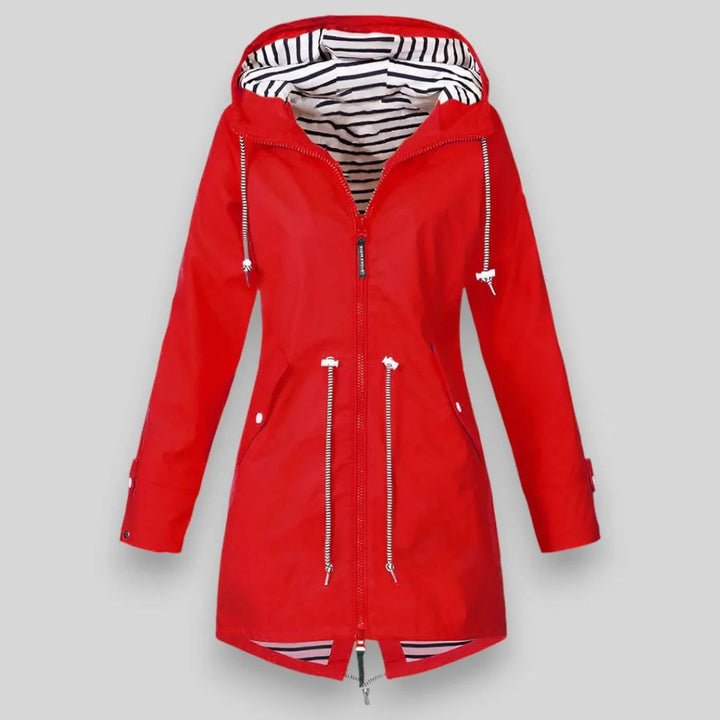 Veste Imperméable à Capuche Femme | Coupe Mi-Longue Pratique – Rouge #couleur_rouge