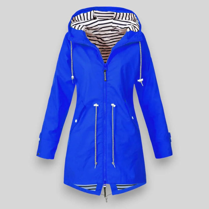 Veste Imperméable à Capuche Femme | Coupe Mi-Longue Pratique – Bleu #couleur_bleu