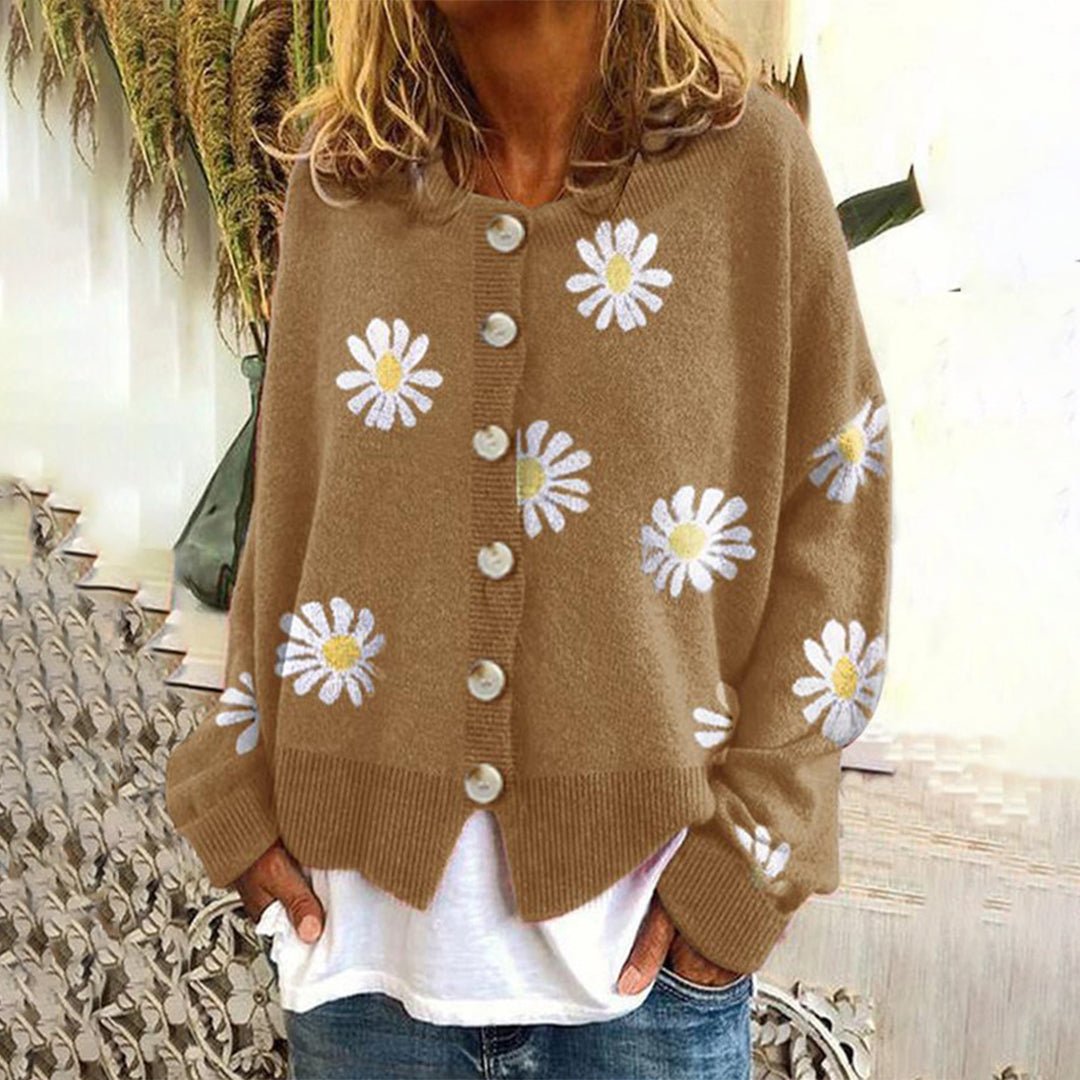 Gilet Femme Long Boutonné | Maille Classique Manches Longues in Camel#couleur_camel