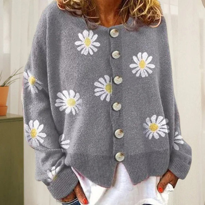 Gilet Femme Long Boutonné | Maille Classique Manches Longues in Gris#couleur_gris