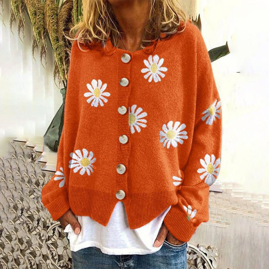 Gilet Femme Long Boutonné | Maille Classique Manches Longues in Orange#couleur_orange