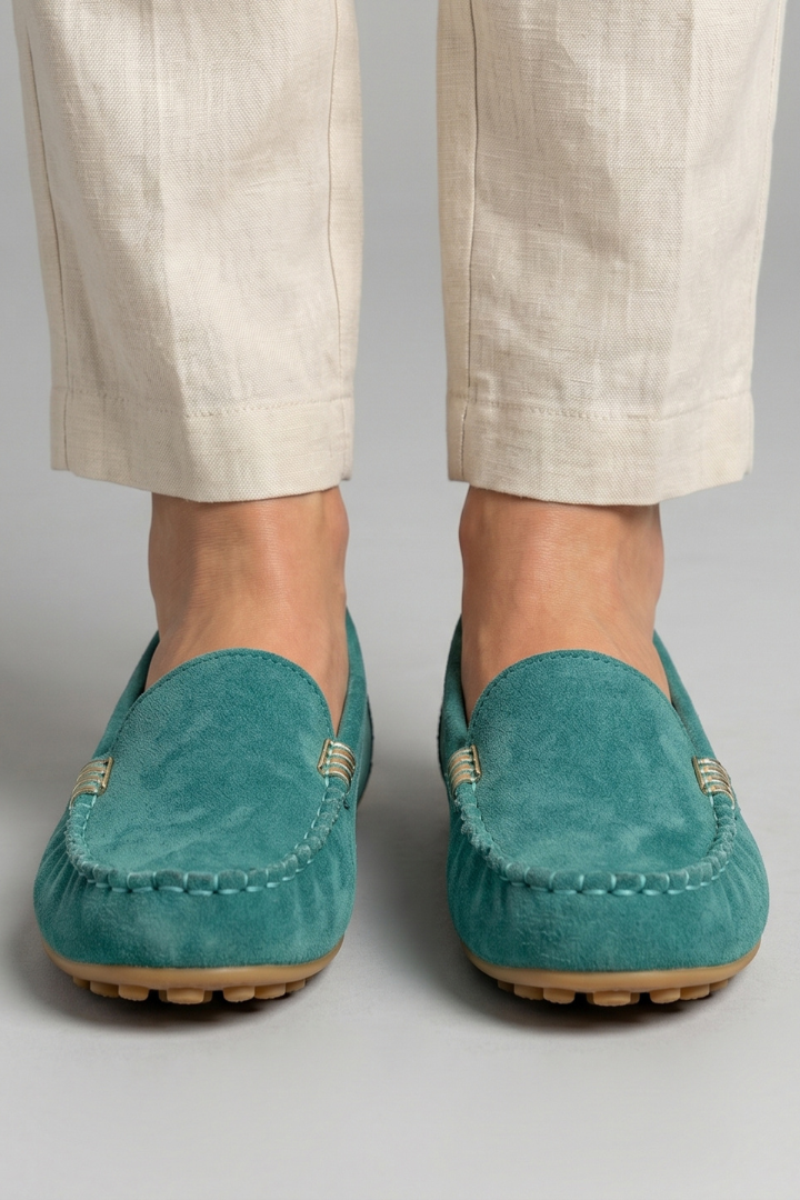 Mocassin Daim Femme | Semelle Souple et Coupe Classique in Turquoise#couleur_turquoise