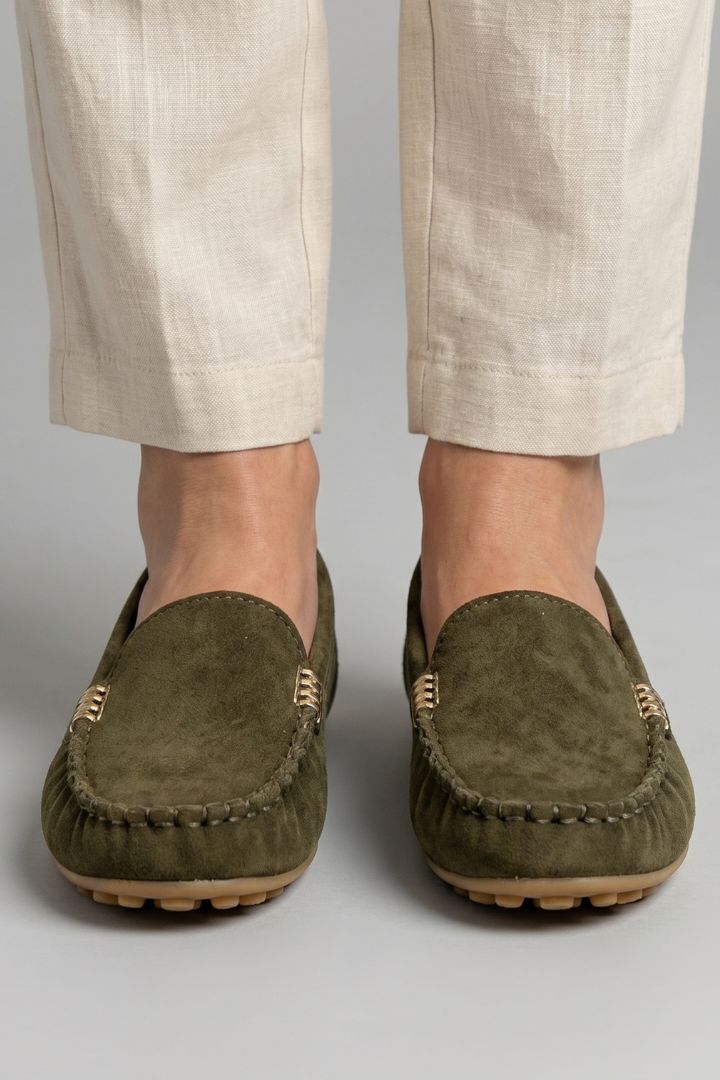 Mocassin Daim Femme | Semelle Souple et Coupe Classique in Vert#couleur_vert