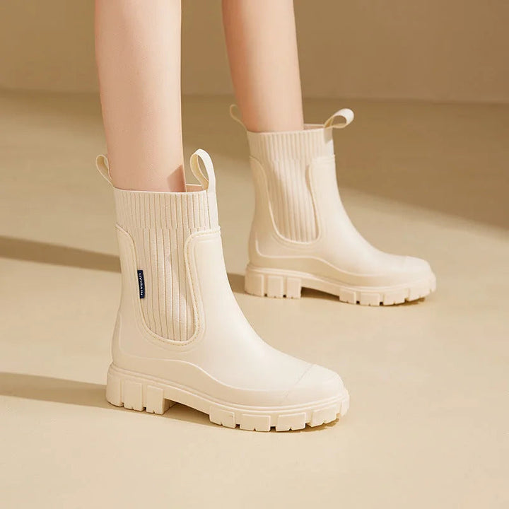 Boots Chelsea Femme Imperméables | Élastiques et Semelle Crantée in Beige#couleur_beige