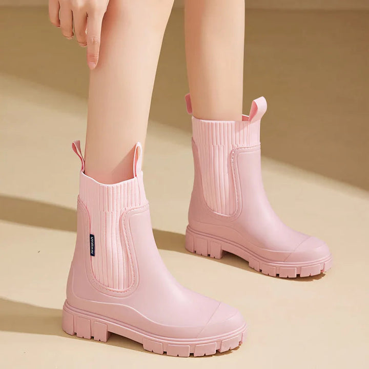 Boots Chelsea Femme Imperméables | Élastiques et Semelle Crantée in Rose#couleur_rose