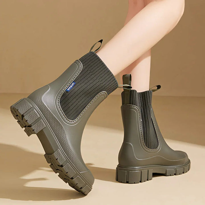 Boots Chelsea Femme Imperméables | Élastiques et Semelle Crantée in Vert olive#couleur_vert-olive