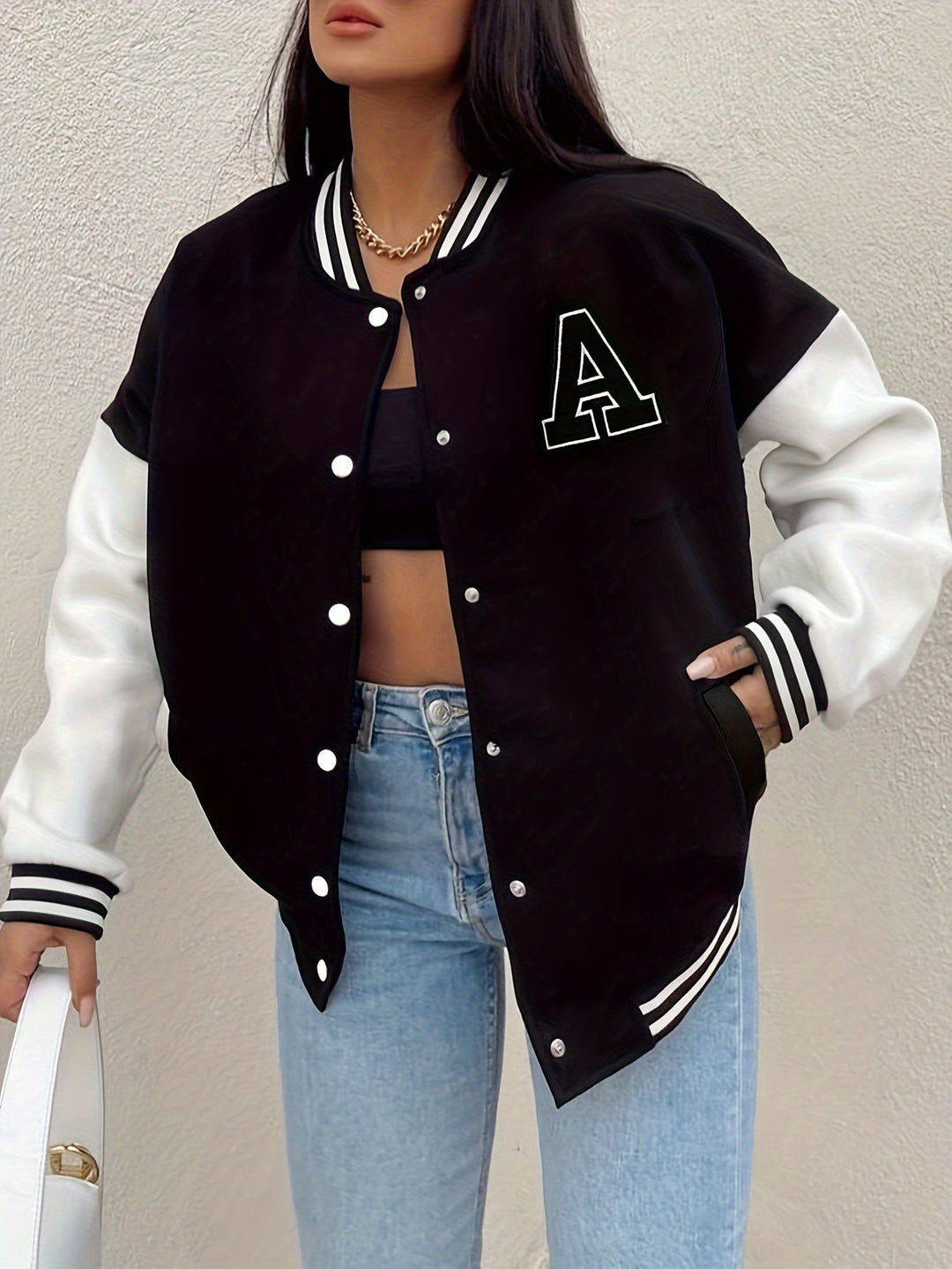 Veste Bombers Femme Noire | Ligne Sobre et Bords Côtelés in Noir#couleur_noir