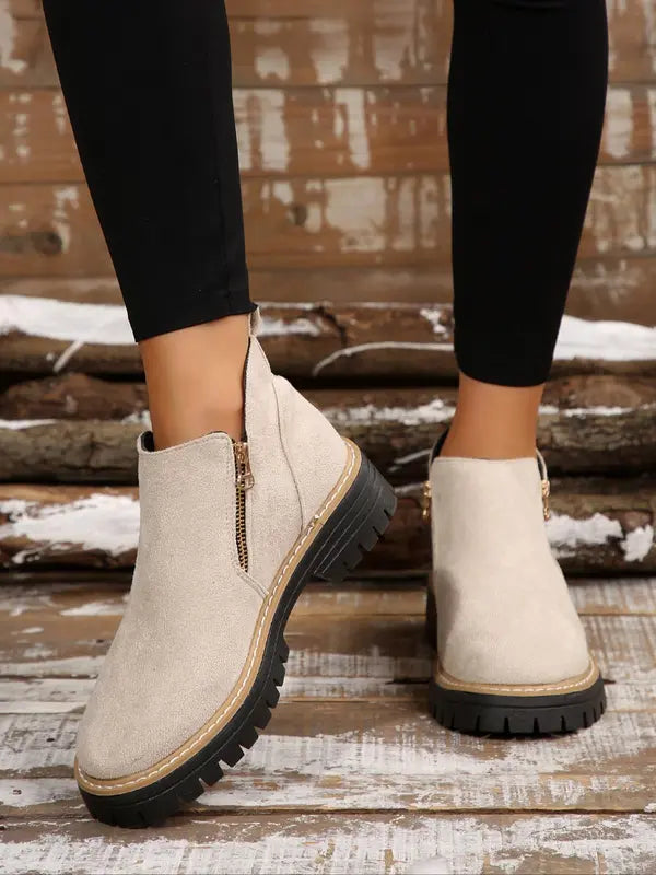 Bottines Chelsea Semelle Crantée | Zip Latéral Pratique – Blanc #couleur_blanc