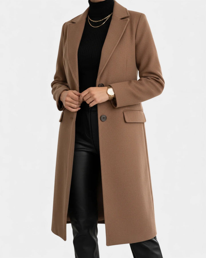 Manteau Long Ouvert en Cachemire | Coupe Fluide Épurée – Camel #couleur_camel