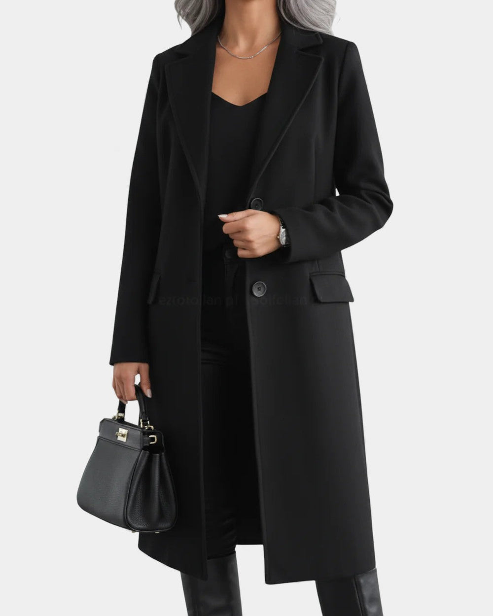 Manteau Long Ouvert en Cachemire | Coupe Fluide Épurée – Noir #couleur_noir