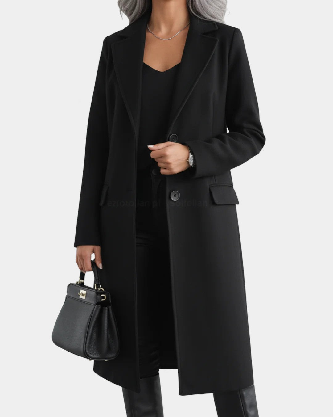 Manteau Long Ouvert en Cachemire | Coupe Fluide Épurée – Noir #couleur_noir