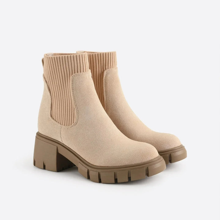 Bottines Chelsea Femme Abricot | Élastiques et Talon Plat in Abricot#couleur_abricot