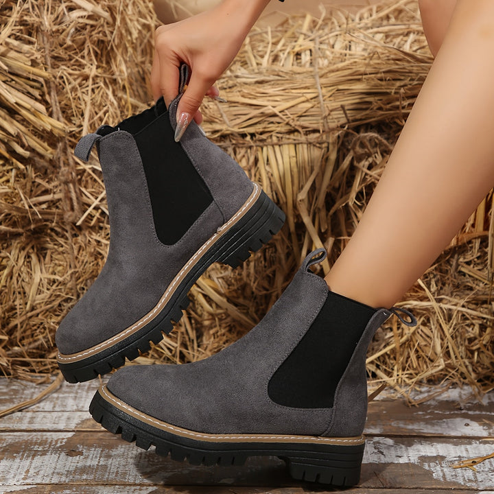 Chelsea Boots Femme Souples | Tige Élastique et Talon Bas in Gris#couleur_gris