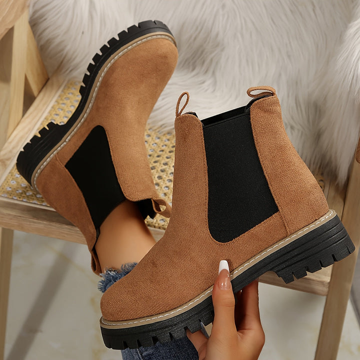 Chelsea Boots Femme Souples | Tige Élastique et Talon Bas in Marron#couleur_marron