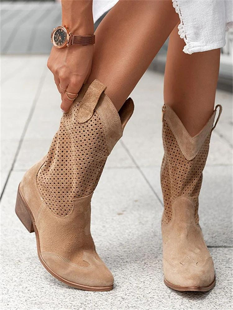 Santiag Beige Femme à Talon | Tige Haute et Bout Pointu in Camel#couleur_camel