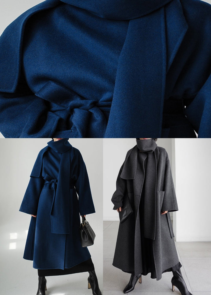 Manteau Évasé à Col Cheminée | Taille Ajustée Raffinée – Gris #couleur_gris