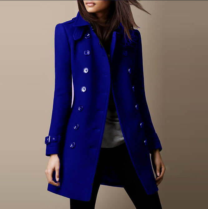 Manteau Long à Boutons Métalliques | Coupe Militaire Raffinée – Marine #couleur_marine