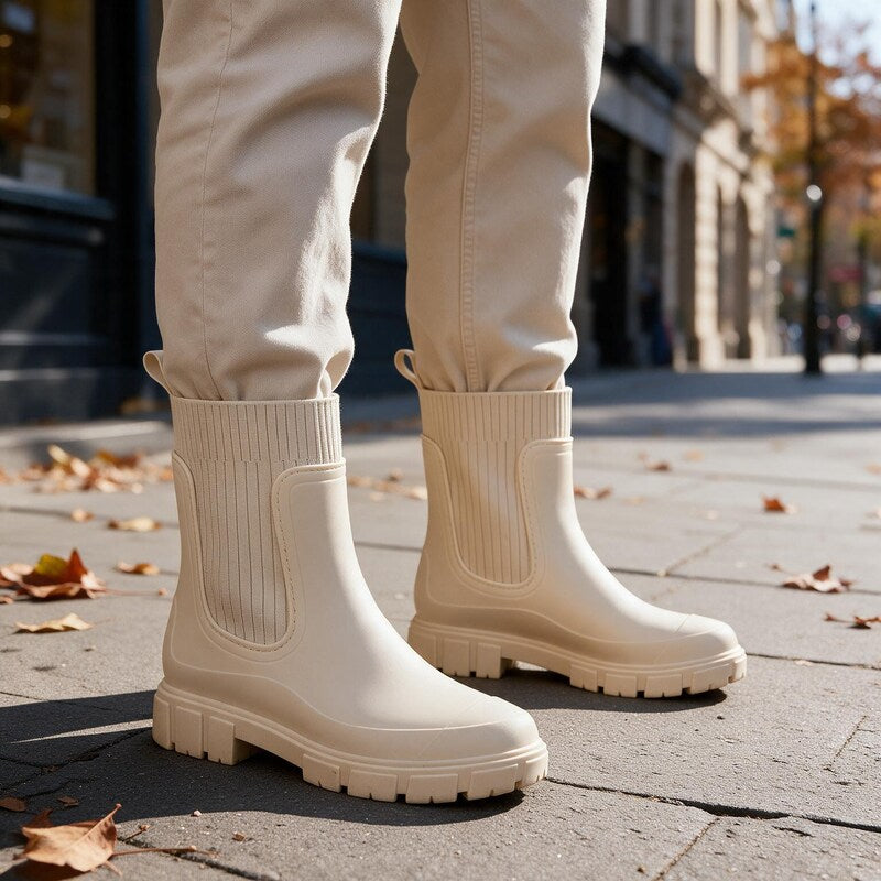 Boots Chelsea Femme Imperméables | Élastiques et Semelle Crantée in Abricot#couleur_abricot