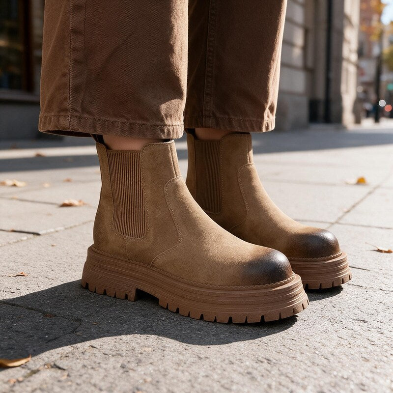 Bottines Chelsea Femme Marron | Tirant Arrière et Gousset in Marron#couleur_marron