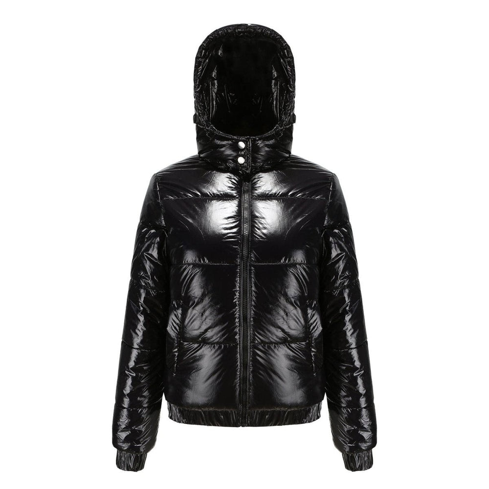 Doudoune Courte Zippée | Finition Brillante Raffinée – Noir #couleur_noir