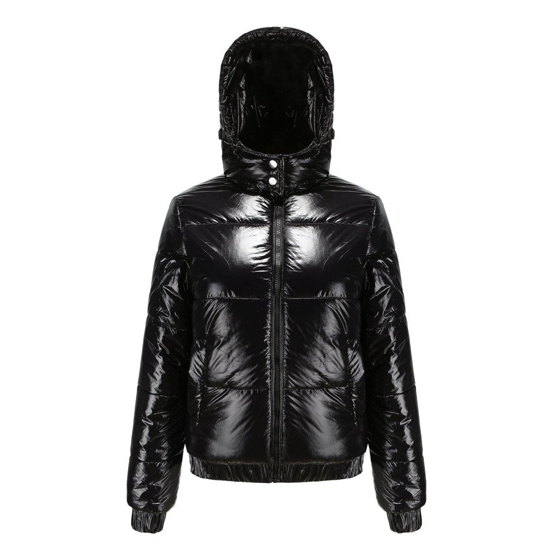 Doudoune Courte Zippée | Finition Brillante Raffinée – Noir #couleur_noir