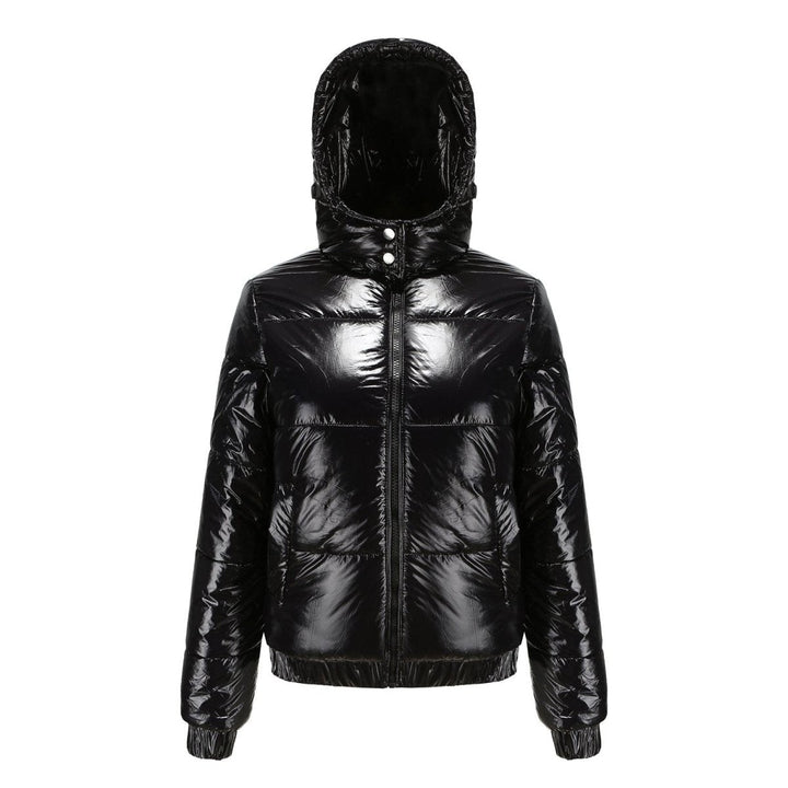 Doudoune Courte Zippée | Finition Brillante Raffinée – Noir #couleur_noir