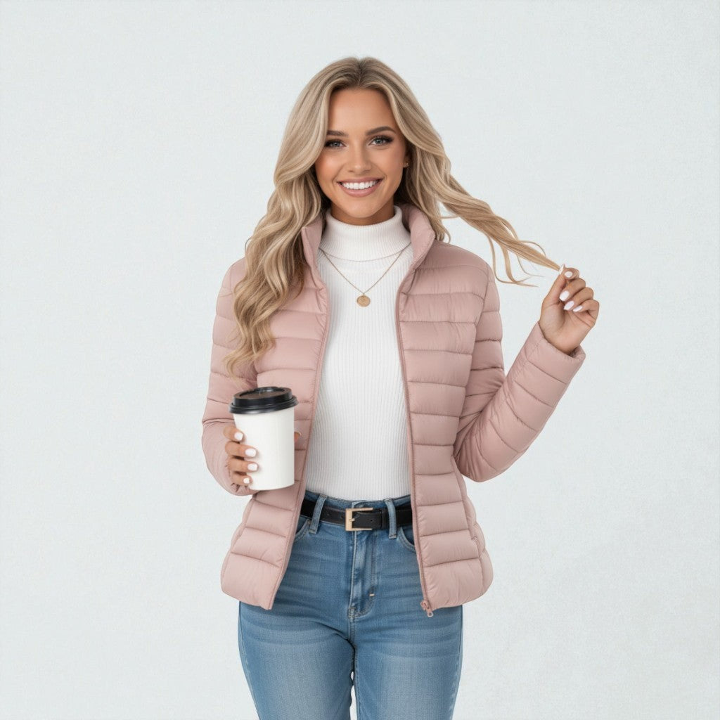 Doudoune Légère Matelassée | Col Montant Élégant – Rose #couleur_rose