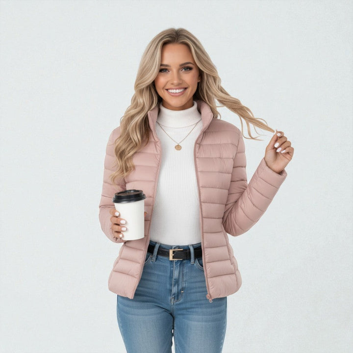 Doudoune Légère Matelassée | Col Montant Élégant – Rose #couleur_rose