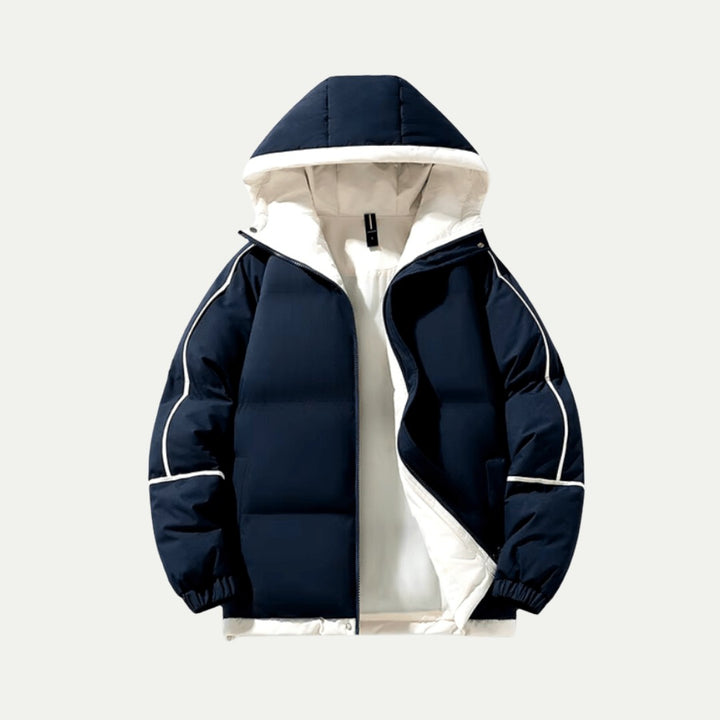 Doudoune Oversize à Capuche | Doublure Contrastée Moderne – Marine #couleur_marine
