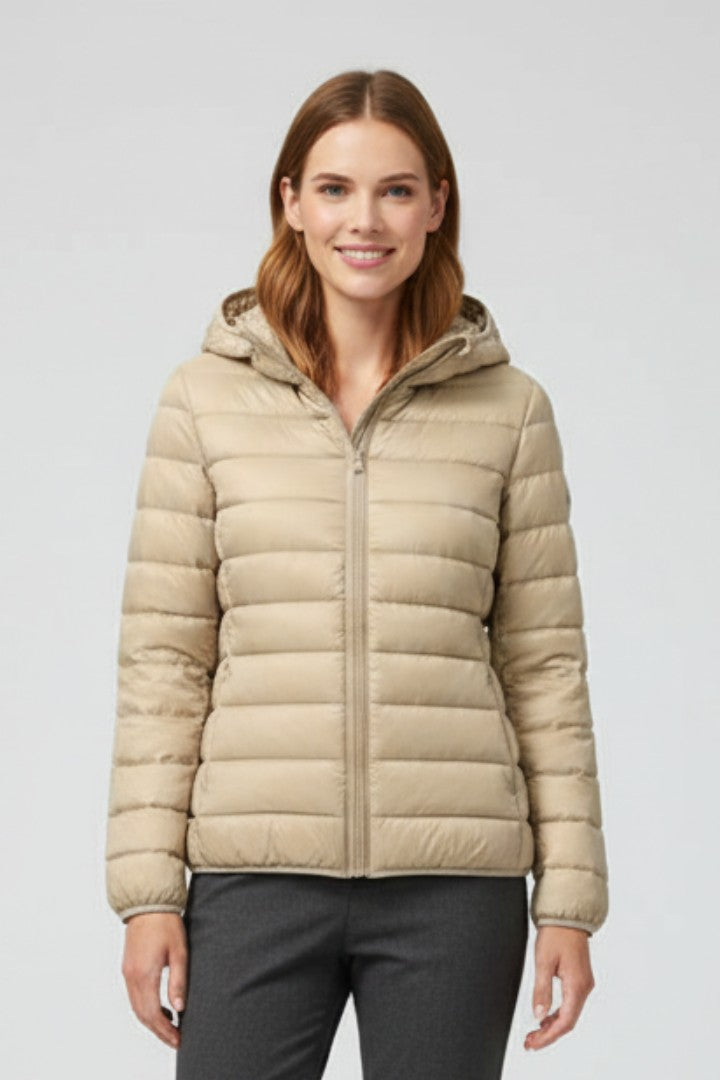 Doudoune Zippée à Capuche | Coupe Fine et Douce – Beige #couleur_beige