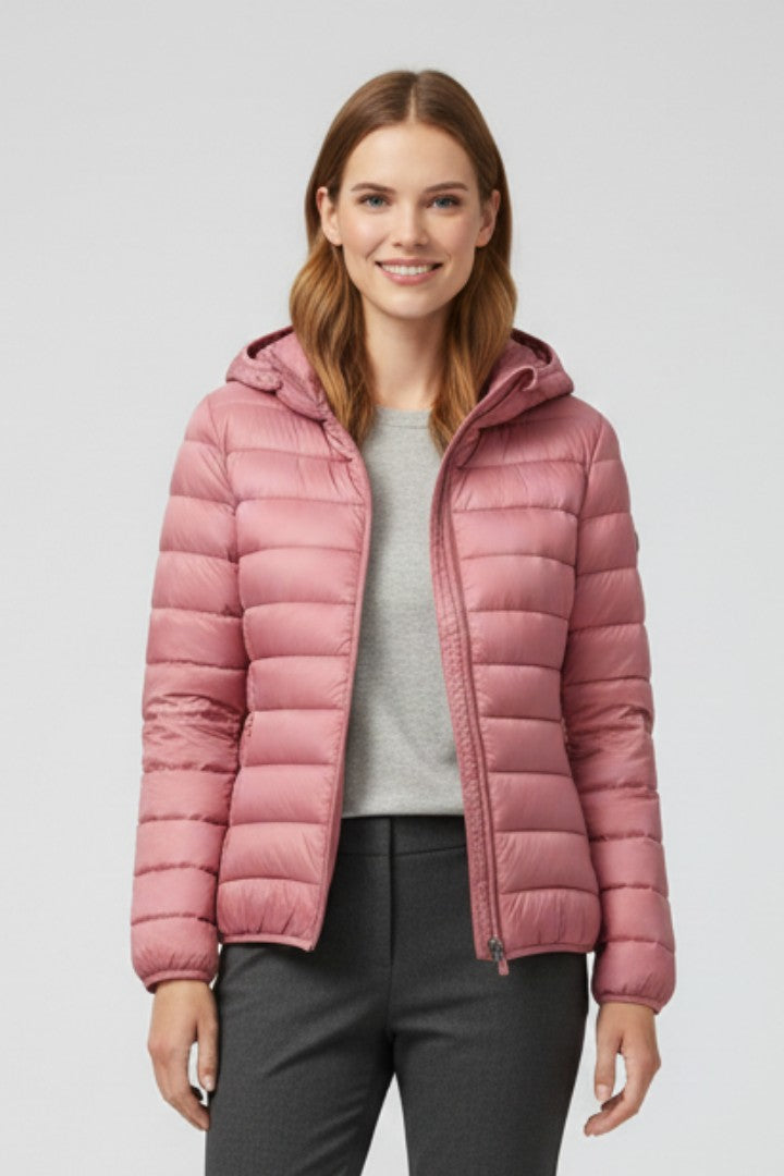 Doudoune Zippée à Capuche | Coupe Fine et Douce – Rose #couleur_rose