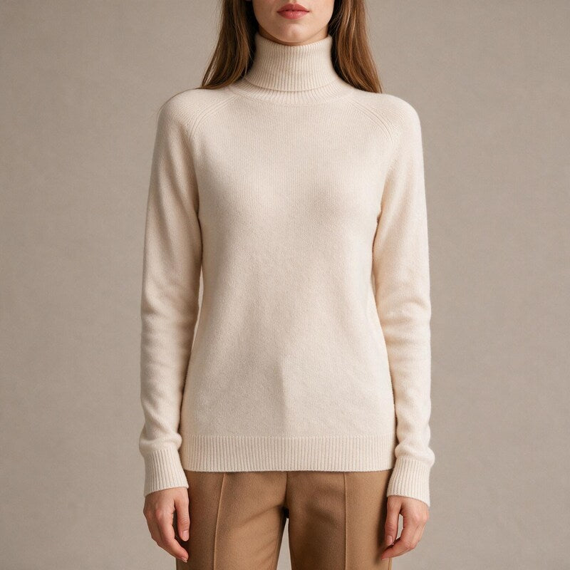 Pull Col Roulé Femme Ajusté Fin Uni | Basique Chic#couleur_cru