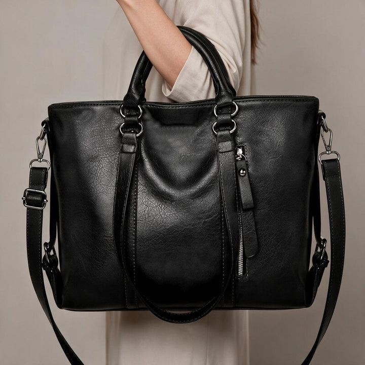 Sac Besace Femme Grand Format | Cuir et Bandoulière Réglable#couleur_noir