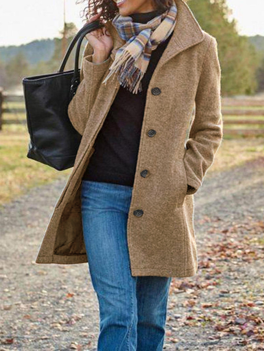 Manteau Mi-Long en Laine | Double Boutonnage Classique – Camel #couleur_camel