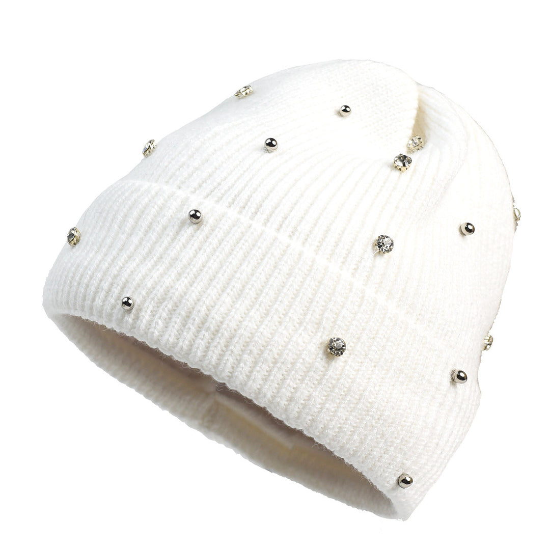 Bonnet Femme Long en Maille Côtelée | Revers Perlé – Blanc#couleur_blanc