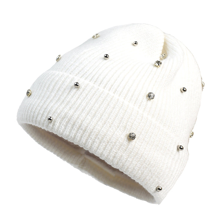 Bonnet Femme Long en Maille Côtelée | Revers Perlé – Blanc#couleur_blanc