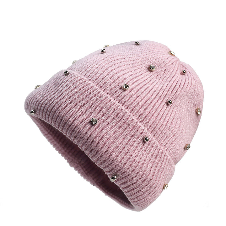 Bonnet Femme Long en Maille Côtelée | Revers Perlé – Rose#couleur_rose