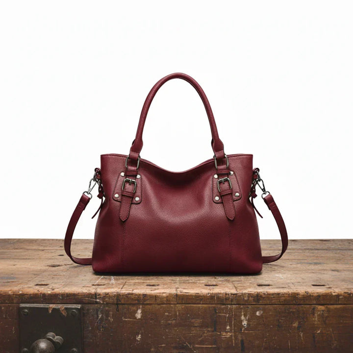Sac Besace Femme en Cuir Grainé | Deux Anses et Bandoulière – Bordeaux#couleur_bordeaux