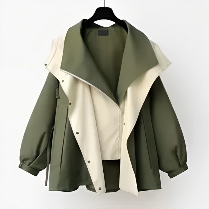 Manteau Imperméable Femme | Coupe Longue et Capuche Amovible in Vert#couleur_vert