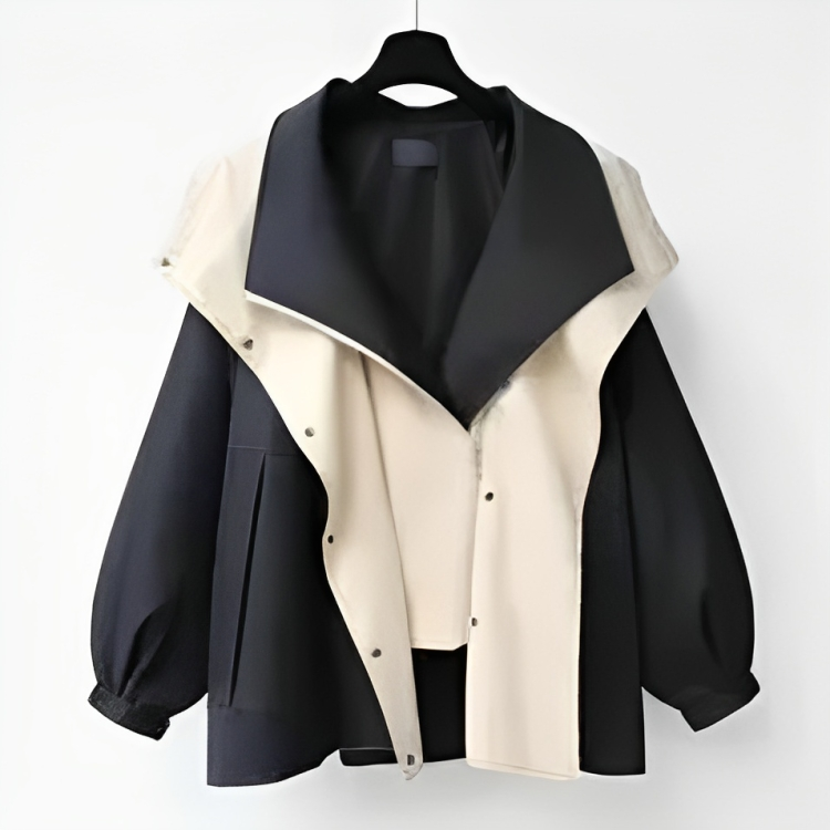 Manteau Imperméable Femme | Coupe Longue et Capuche Amovible in Noir#couleur_noir